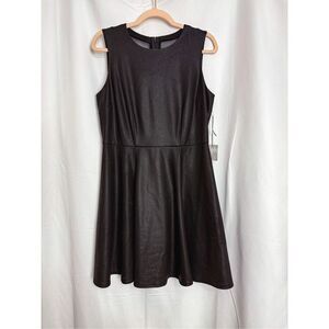 Jennifer Lopez black faux-leather dress